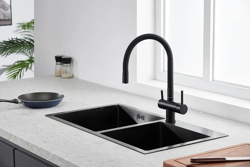 Смеситель для кухни Emar Steel ЕС - 3015 цвет Black