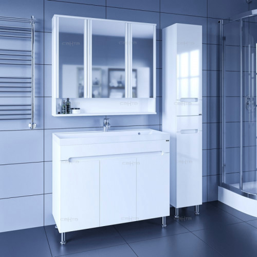 Тумба под раковину СанТа Лондон 100 224019 Белая МДФ / ЛДСП