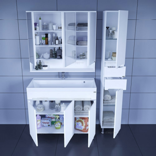 Тумба под раковину СанТа Лондон 100 224019 Белая МДФ / ЛДСП