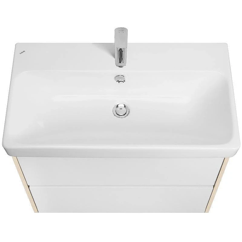 Тумба с раковиной Aquaton Сканди 80 1A283001SDB20+Santek Адриана 80 1WH501772 подвесная Белый глянец Дуб верона