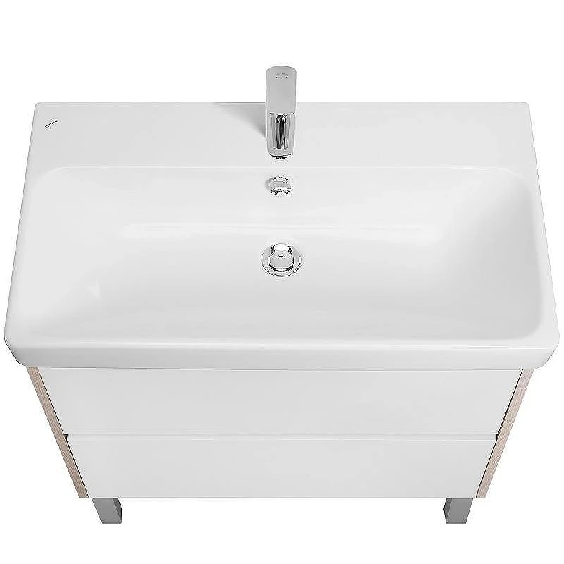 Тумба с раковиной Aquaton Сканди 80 1A283001SDB20+Santek Адриана 80 1WH501772 подвесная Белый глянец Дуб верона