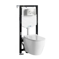 Комплект унитаза с инсталляцией WasserKRAFT Aller 10TLT.010.ME.BN02.H002 цвет Белый с сиденьем Микролифт и клавишей смыва цвет Никель