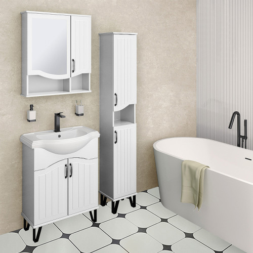 Зеркальный шкаф Runo Марсель 65 00-00001202 Белый МДФ / ЛДСП, стекло