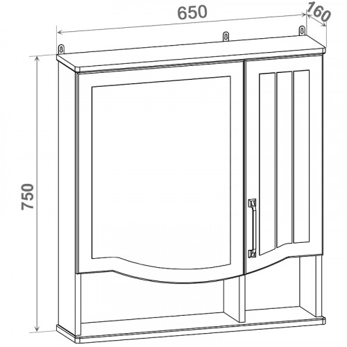 Зеркальный шкаф Runo Марсель 65 00-00001202 Белый МДФ / ЛДСП, стекло