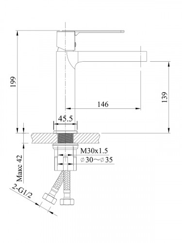 Смеситель для раковины AltroBagno Unione 0136 MB цвет Черный матовый