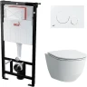 Унитаз с инсталляцией Laufen Pro Rimless 8.2096.6.000.000.1+8.9896.6.000.000.1 + Alcaplast Sadroмodul AM101/1120-0001+M670 с сиденьем Микролифт с Белой клавишей смыва