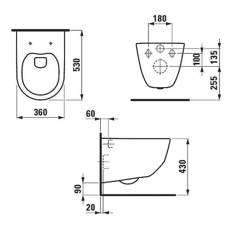 Унитаз с инсталляцией Laufen Pro Rimless 8.2096.6.000.000.1+8.9896.6.000.000.1 + Alcaplast Sadroмodul AM101/1120-0001+M670 с сиденьем Микролифт с Белой клавишей смыва