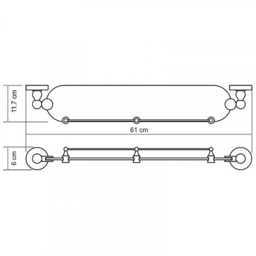 Стеклянная полка WasserKRAFT Nau K-7744 Хром