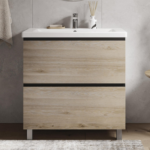 Тумба под раковину Vigo Cross 80 449 цвет Дуб давос натуральный Белый