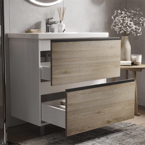 Тумба под раковину Vigo Cross 80 449 цвет Дуб давос натуральный Белый