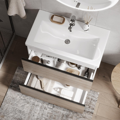 Тумба под раковину Vigo Cross 80 449 цвет Дуб давос натуральный Белый