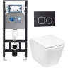 Комплект унитаза с инсталляцией WeltWasser AMBERG 506 + GELBACH 043 GL-WT + AMBERG RD-BL 10000011861 цвет Белый глянцевый с сиденьем Микролифт и клавишей смыва цвет Черный