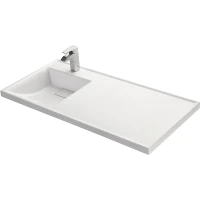Раковина Aquaton Лондри 120 L 1A72843KLH01L с местом под стиральную машину Белая искусственный камень (литьевой мрамор) подвесная, полувстраиваемая, с местом под стиральную машину
