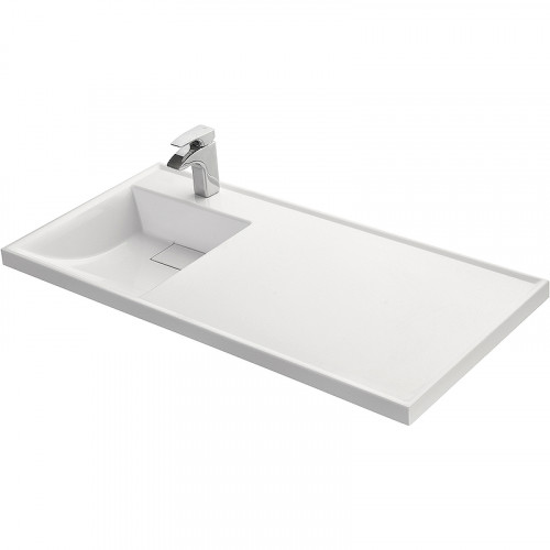 Раковина Aquaton Лондри 120 L 1A72843KLH01L с местом под стиральную машину Белая искусственный камень (литьевой мрамор) подвесная, полувстраиваемая, с местом под стиральную машину