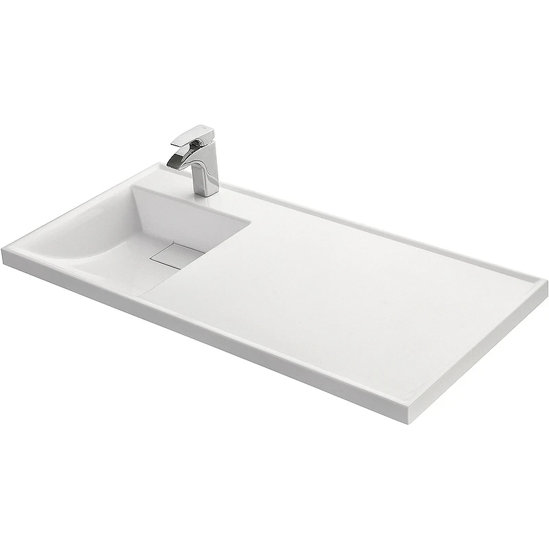 Раковина Aquaton Лондри 120 L 1A72843KLH01L с местом под стиральную машину Белая искусственный камень (литьевой мрамор) подвесная, полувстраиваемая, с местом под стиральную машину
