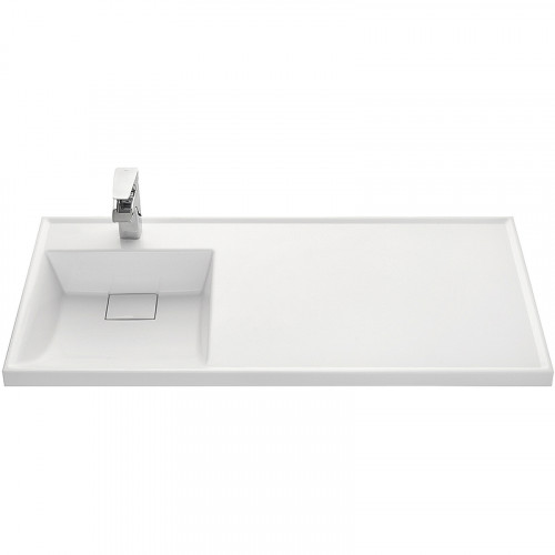 Раковина Aquaton Лондри 120 L 1A72843KLH01L с местом под стиральную машину Белая искусственный камень (литьевой мрамор) подвесная, полувстраиваемая, с местом под стиральную машину