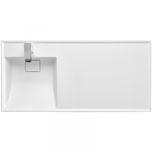 Раковина Aquaton Лондри 120 L 1A72843KLH01L с местом под стиральную машину Белая искусственный камень (литьевой мрамор) подвесная, полувстраиваемая, с местом под стиральную машину