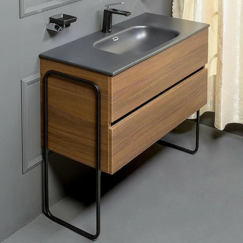 Тумба с раковиной Boheme Armadi Art Vallessi 100 837-100-D+Armadi Art Vallessi 100 838-100-A подвесная Dark Oak