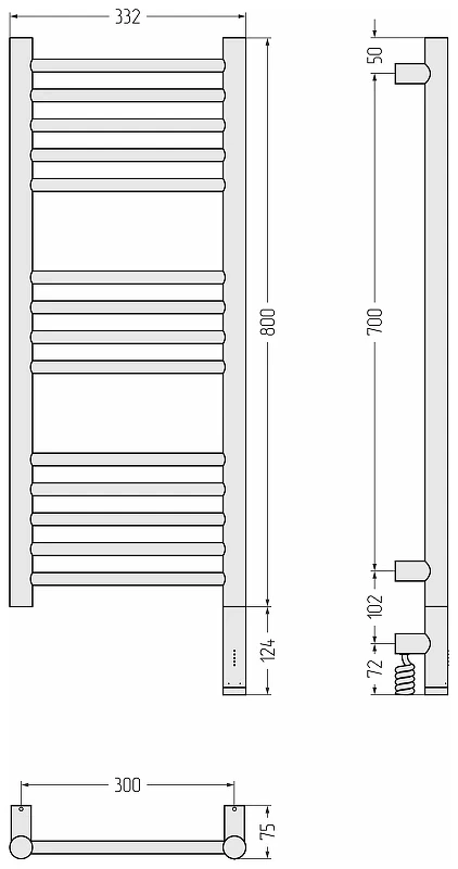 Электрический полотенцесушитель Сунержа Богема 3.1 прямая 80x30 071-6005-8030 цвет Сатин
