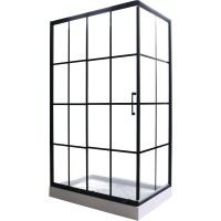 Душевой уголок Ceruttispa Muza 120x80 профиль Черный стекло прозрачное с рисунком