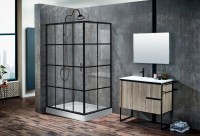 Душевой уголок Ceruttispa Muza 120x80 профиль Черный стекло прозрачное с рисунком