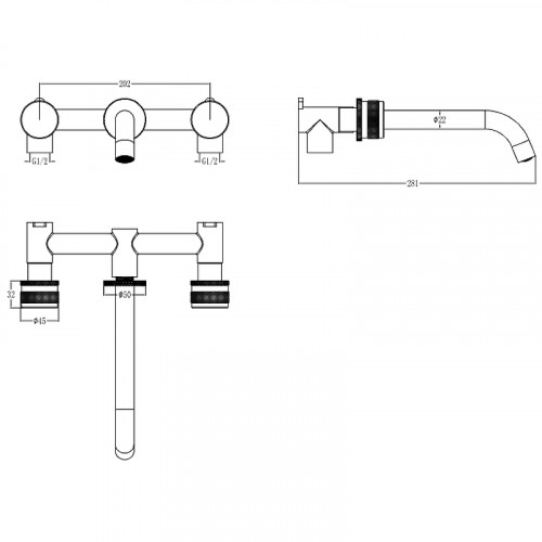 Смеситель для раковины Boheme Prestige 152-2-G-PR Золото латунь встраиваемый