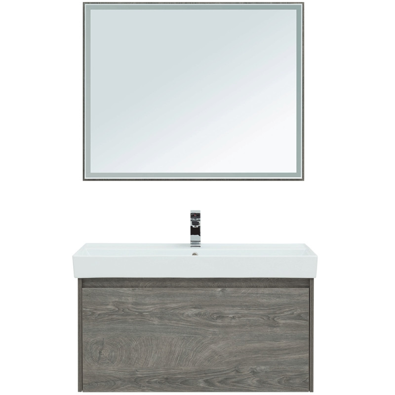 Зеркало Aquanet Nova Lite 100 242623 с подсветкой Дуб рошелье МДФ / ЛДСП, стекло