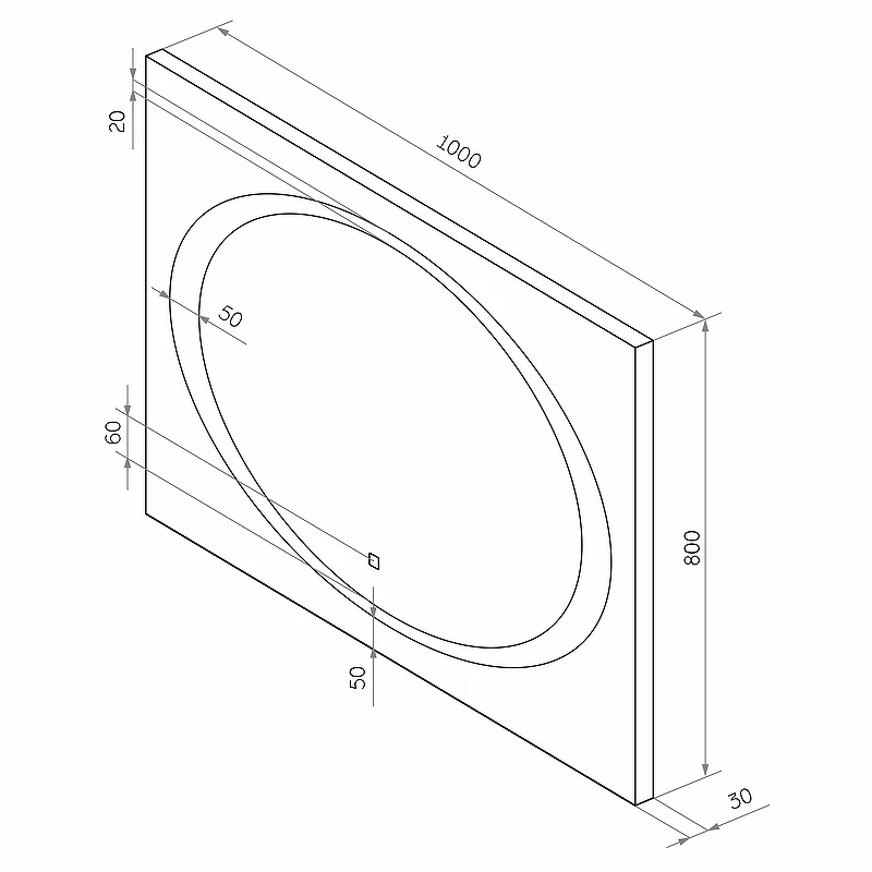 Зеркало Континент Galaxy 1000x800 ЗЛП28 с подсветкой с сенсорным выключателем МДФ / ЛДСП, стекло