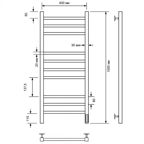 Электрический полотенцесушитель Comfysan Pioli-K EC-10 100x40 014360 Белый матовый
