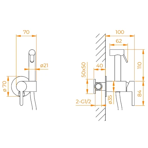 Гигиенический душ со смесителем RGW Shower Panels SP-206B 511408206-04 Черный матовый латунь встраиваемый