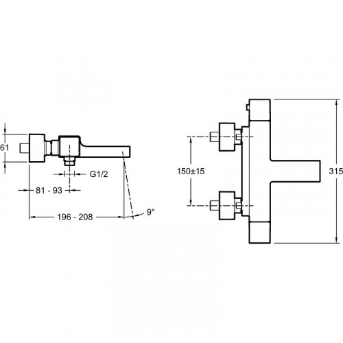 Смеситель для ванны Jacob Delafon Strayt E9127-CP Хром латунь на стену