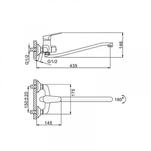 Смеситель для ванны D-Lin D146422-2 универсальный цвет Хром