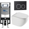 Комплект унитаза с инсталляцией WeltWasser AMBERG 497 + MERZBACH 043 XL GL-WT + AMBERG RD-BL 10000013766 цвет Белый глянцевый с сиденьем Микролифт и клавишей смыва цвет Черный