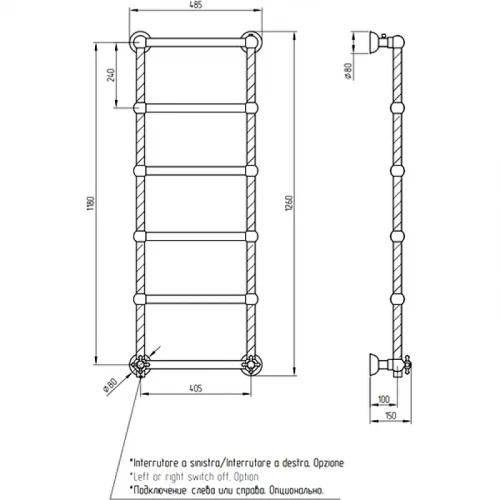 Электрический полотенцесушитель Migliore Edera 126x48 L 20299 Хром латунь