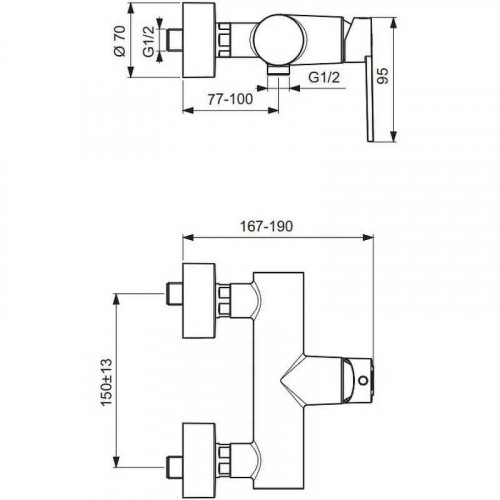 Смеситель для душа Ideal Standard Smart B0464AA Хром латунь на стену