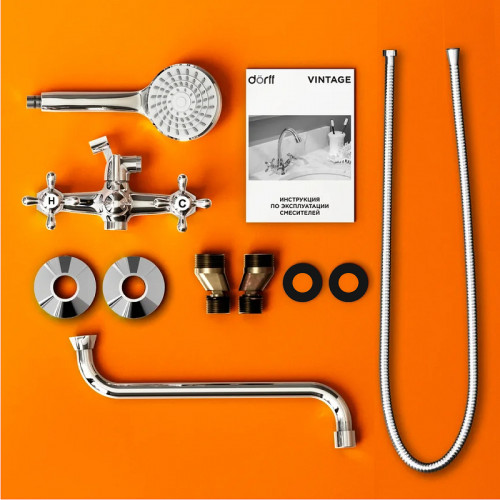 Смеситель для ванны Dorff Vintage D6095000 универсальный Хром латунь на стену