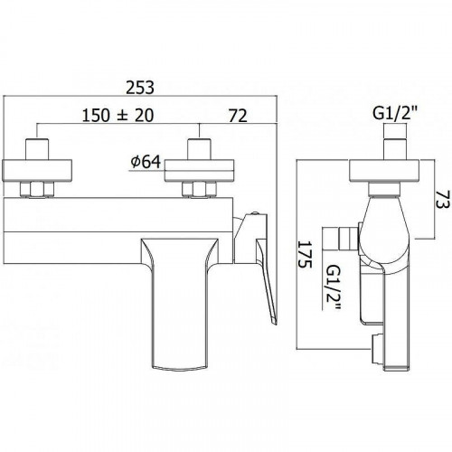 Смеситель для ванны Paffoni Tilt TI022BO цвет Белый матовый