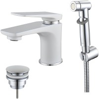 Смеситель для раковины Lemark Allegro LM5916CW с гигиеническим душем Хром Белый латунь