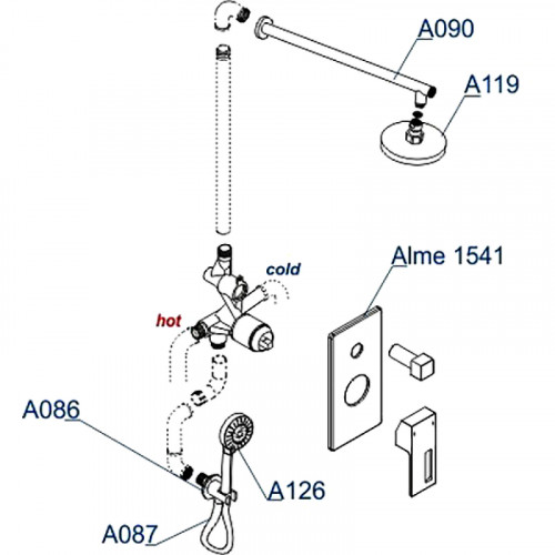 Душевая система WasserKRAFT Alme A16590 Хром латунь встраиваемый