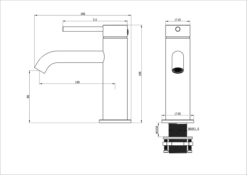 Смеситель для раковины Wonzon & Woghand Stick WW-88139017-BG цвет Брашированное золото