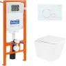 Комплект унитаза с инсталляцией BelBagno Due BB3103CHR/SC/BB002-80/BB014-SR-BIANCO с сиденьем Микролифт и Белой клавишей смыва фаянс подвесной