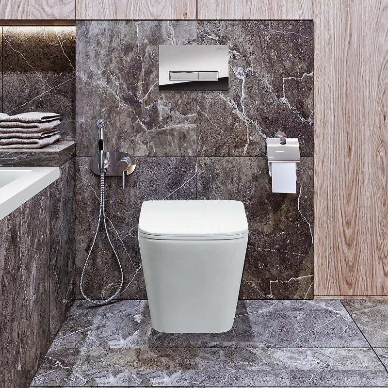 Комплект унитаза с инсталляцией BelBagno Due BB3103CHR/SC/BB002-80/BB014-SR-BIANCO с сиденьем Микролифт и Белой клавишей смыва фаянс подвесной