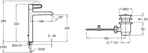 Смеситель для раковины Jacob Delafon Odeon Rive Gauche E21030-CP-CP Хром латунь