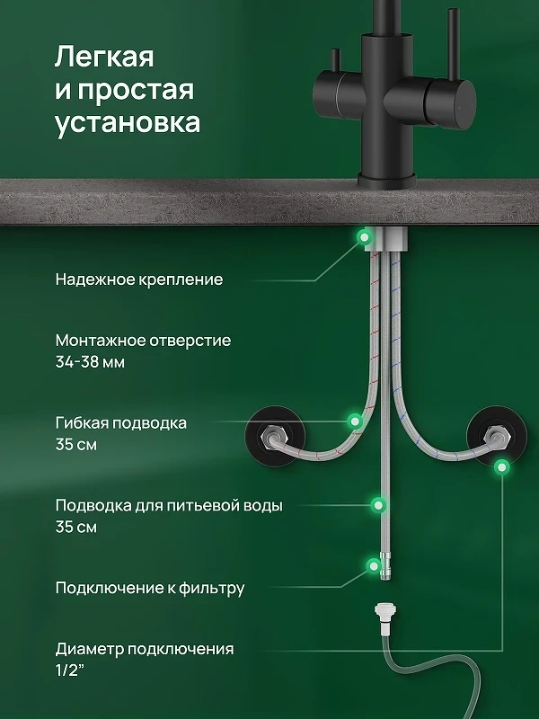 Смеситель для кухни Domaci Ливорно D8672MB цвет Черный матовый