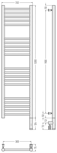 Электрический полотенцесушитель Сунержа Богема 3.0 прямая 120x30 032-5805-1230 цвет Матовое золото
