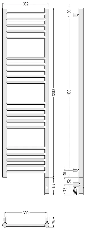 Электрический полотенцесушитель Сунержа Богема 3.0 прямая 120x30 032-5805-1230 цвет Матовое золото