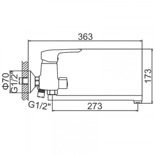 Смеситель для ванны Ledeme H25 2225L универсальный Хром латунь на стену