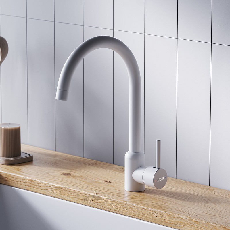 Смеситель для кухни Dorff Logic D3007033 Белый нержавеющая сталь