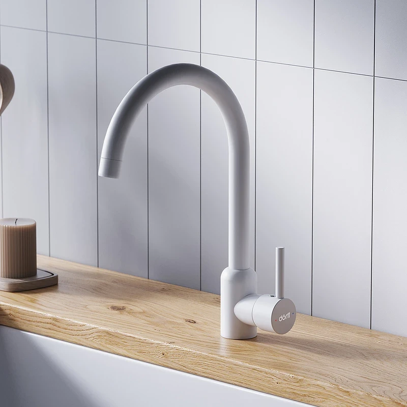 Смеситель для кухни Dorff Logic D3007033 Белый нержавеющая сталь