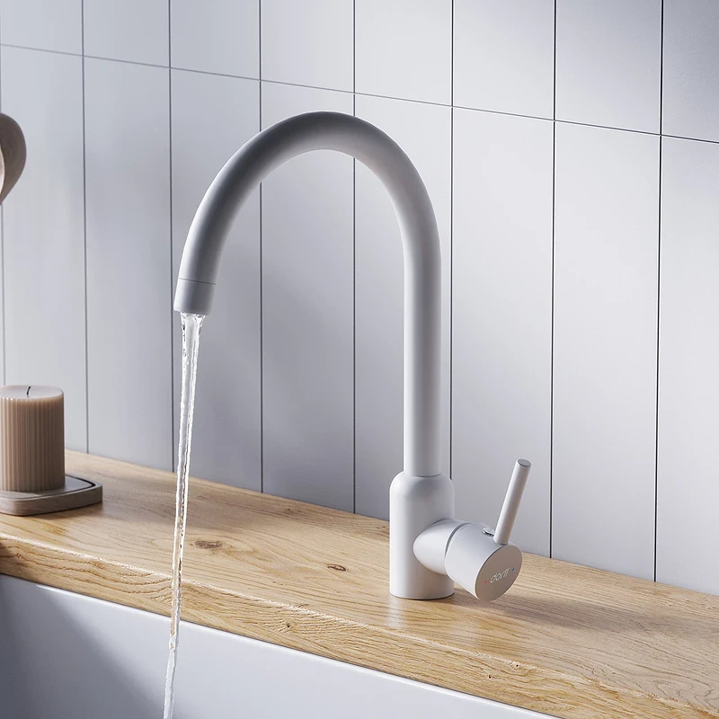 Смеситель для кухни Dorff Logic D3007033 Белый нержавеющая сталь